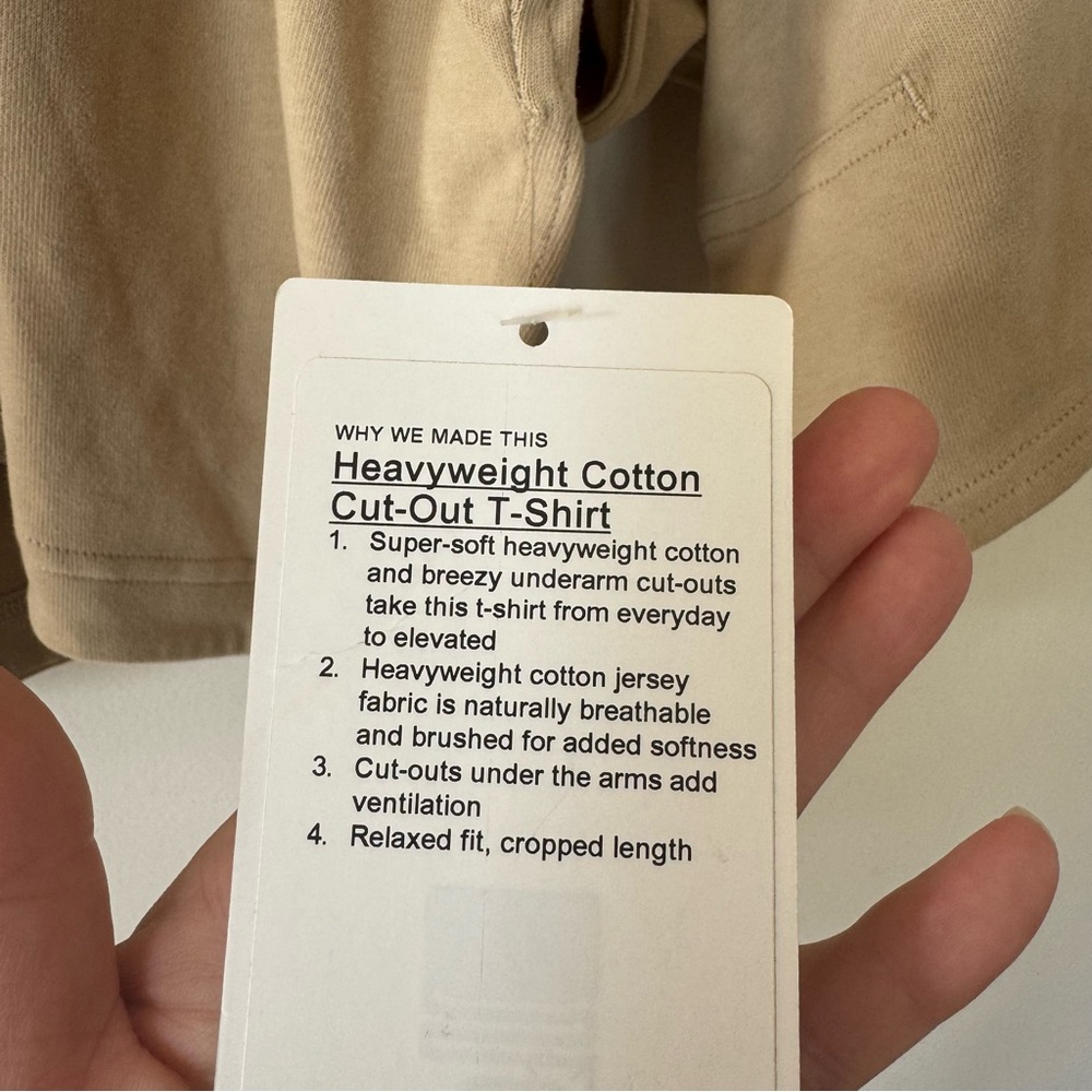 NWT Lululemon Heavyweight Tan Trench Cut Out T Shirt Crop Top L - Picture 11 of 11
